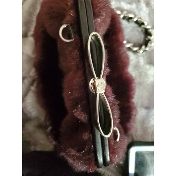 My Flat in London Saville Black Scarlett Faux Fur Bag Bow Snap Close M028745 - Picture 16 of 16